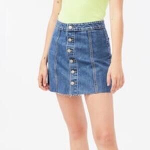 Aero high rise cotton jean skirt button front denim 90s y2k inspired womens 8